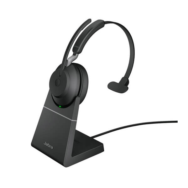 Jabra Evolve2 65 UC Stereo USB-C Wireless Headset with Charging Stand – Black