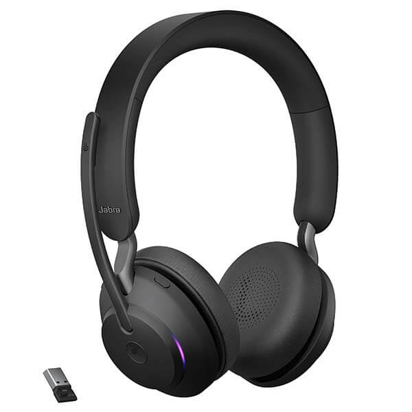 Jabra Evolve2 65 MS Stereo Headset with Link380a USB Adapter – Black
