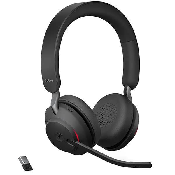 Jabra Evolve2 65 MS Stereo Headset with Link380a USB Adapter – Black