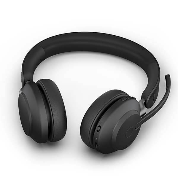 Jabra Evolve2 65 UC Stereo USB-C Wireless Headset with Charging Stand – Black